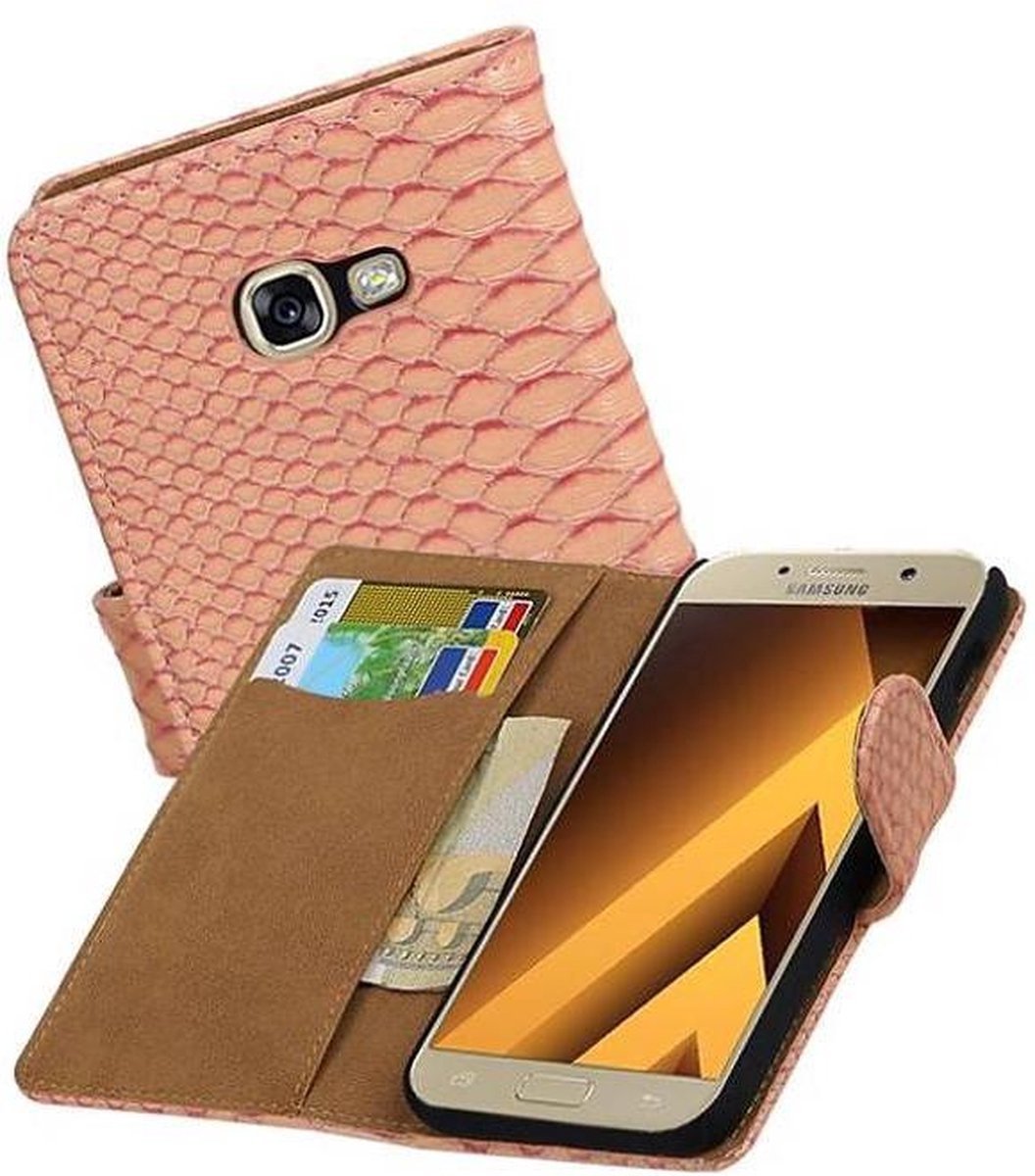 Slang Bookstyle Hoes - Geschikt voor Samsung Galaxy A3 2017 A320F Licht Roze