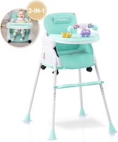 Twinky® Kinderstoel – 2-in-1 Kinderwagen Set – Mint-Groen – Inklapbare Eetstoel & Baby Wagentje en Babystoel Voor Aan Tafel  –  Kinderzetel, Peuterstoeltje en Meegroeistoel  in 1