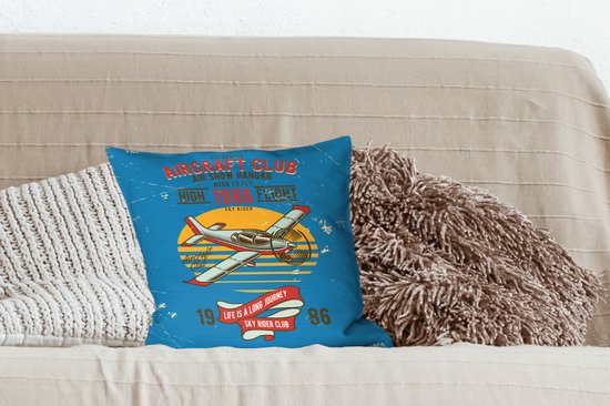 Coussins décoratifs - Oreillers Salon - 40x40 cm - Mancave - Avion - Blauw - Vintage