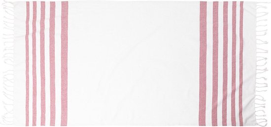 Hamamdoek - Badlaken - Strandlaken - Strandhanddoek - Handdoek - Volwassenen - Gestreept - 170 x 90 cm - Katoen - rood - wit - Moederdag cadeautje