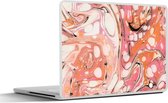 Laptop sticker - 15.6 inch - Marmer - Oranje - Roze - 36x27,5cm - Laptopstickers - Laptop skin - Cover
