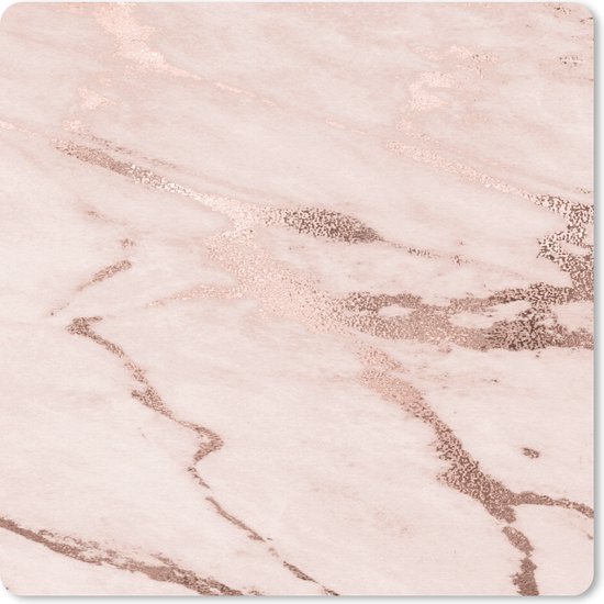 Muismat 20x20 cm - Mousepad Marmer - Roze - Rosé - Goud - Muismatten