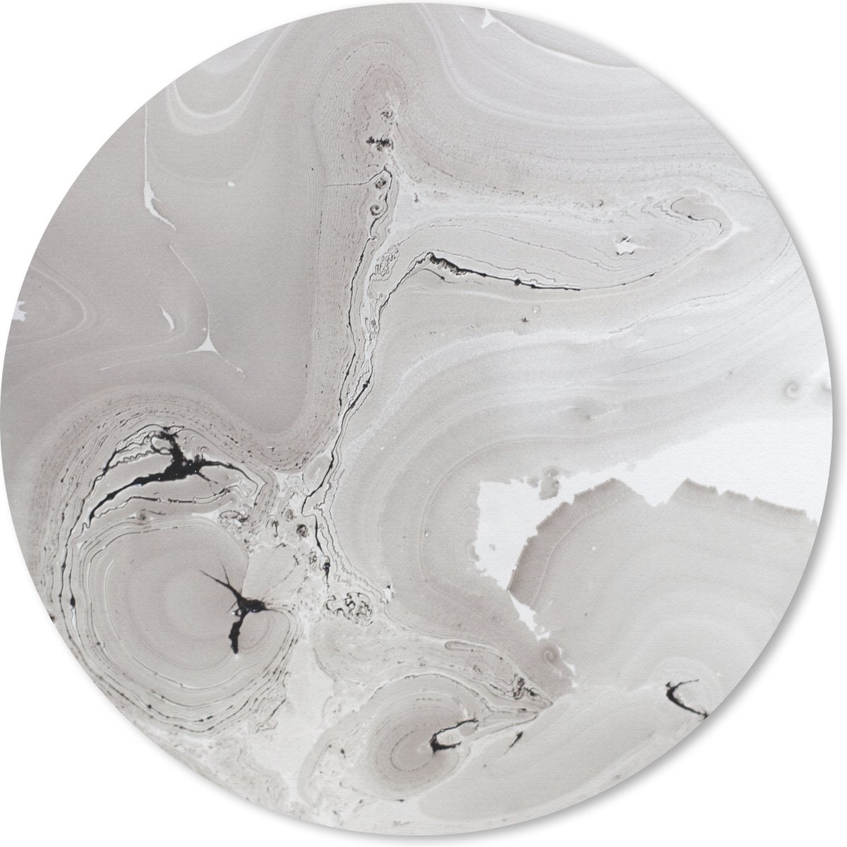 Muismat rond 40x40 cm - Mousepad Marmer - Luxe - Grijs - Wit - Ronde muismatten