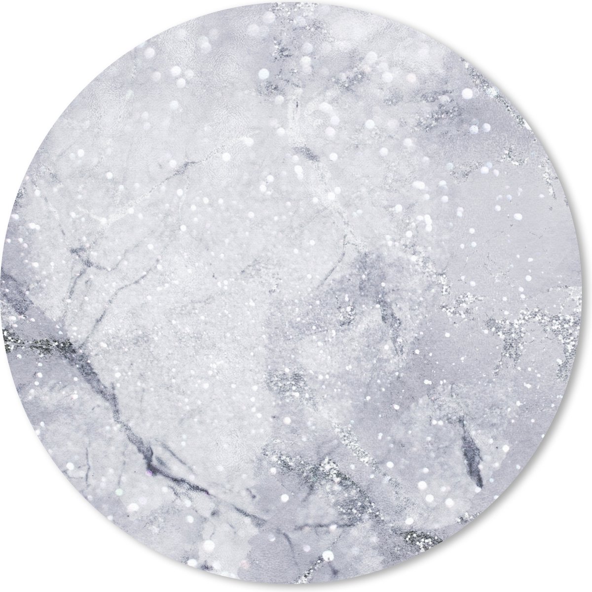 Muismat rond 50x50 cm - Mousepad Marmer - Glitter - Grijs - Ronde muismatten