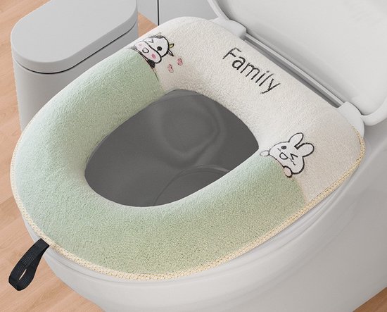 Wiwi Home Life - Badkamer accessoire - Toiletbril hoes - Toiletbrilhoes - WC bril cover - Toilet seat mat - Warme - Zachte - Cushion - Universeel compatibel - Strechable - Rekbaar - Herbruikbaar - Wasbaar - Washable and reusable - Groen