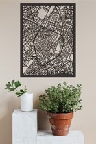 Houten Stadskaart Brussel Zwart Mdf 100x75cm Wanddecoratie Voor Aan De Muur City Shapes