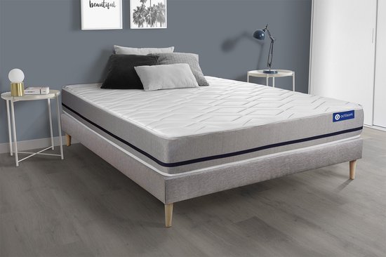 Complete boxspring met matras tweepersoons- Actisom Actiflex soft grijs - Pocketveren - 120 x 190 cm