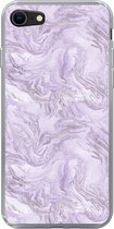 iPhone SE 2020 hoesje - Marmer - Zilver - Luxe - Patroon - Siliconen Telefoonhoesje