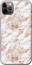 Geschikt voor iPhone 12 Pro Max hoesje - Rose goud - Patroon - Marmer print - Luxe - Siliconen Telefoonhoesje