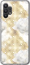 Geschikt voor Samsung Galaxy A32 5G hoesje - Goud - Marmer print - Patronen - Geometrie - Siliconen Telefoonhoesje