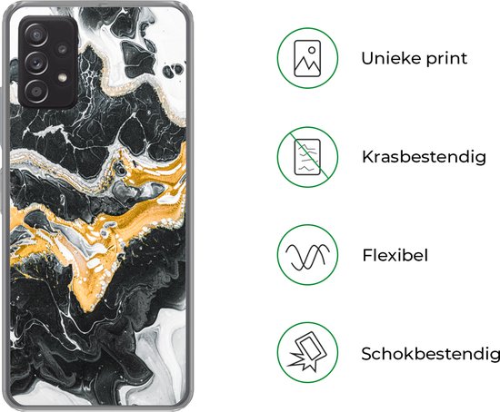 Coque Samsung Galaxy A33 5G - Imprimé Marbre - Zwart - Or - Coque en Siliconen -