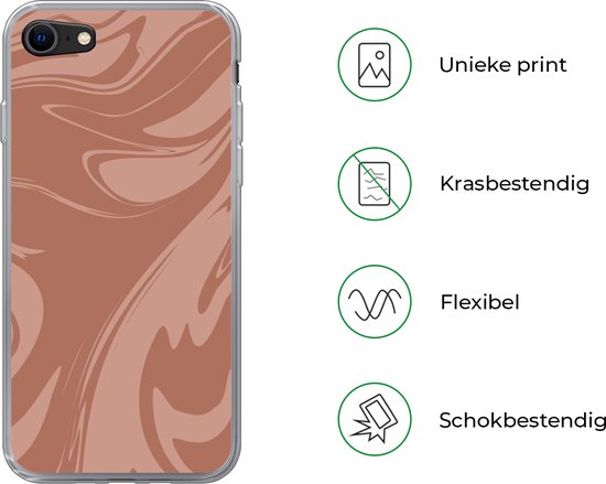 Coque iPhone 8 - Imprimé marbré - Marron - Chocolat - Coque en Siliconen téléphone -