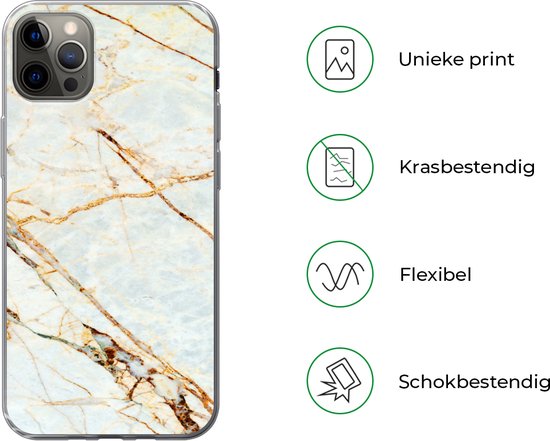 Coque iPhone 12 Pro Max - Marbre - Or - Luxe - Siliconen