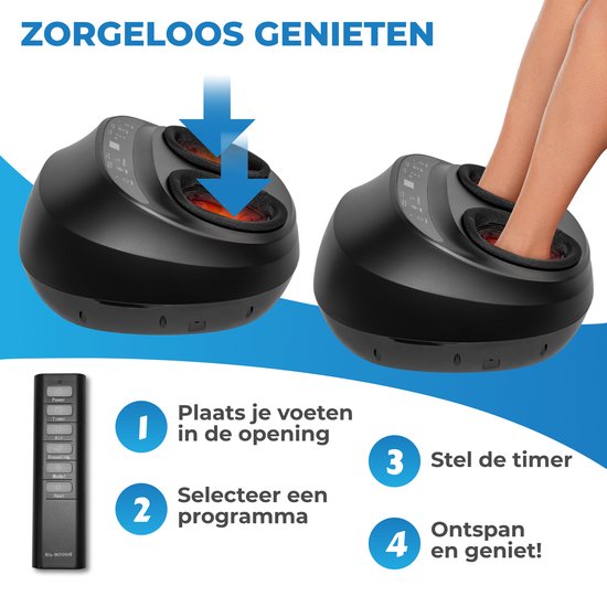 Instructies voor het gebruik van een El Suvon voetmassageapparaat, met afbeeldingen en tekst.