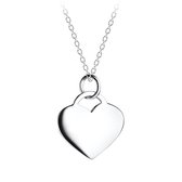 Joy|S - Zilveren hartje hanger met ketting - hartje 16 mm - ketting 45 cm