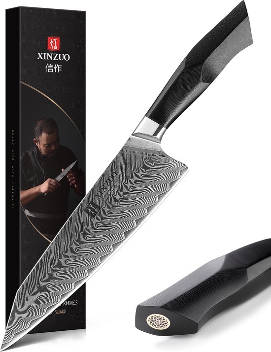 Couteau de chef Damas 8 (67 couches), Xinzuo B32, Luxe et professionnel, Acier