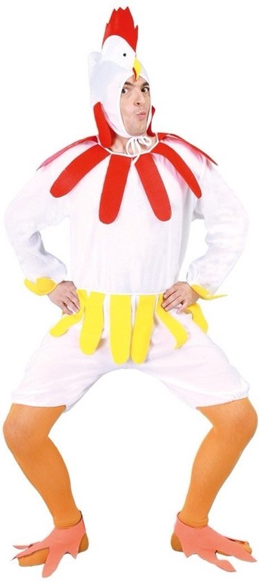 Witte kip/haan verkleedkleding kostuum - dierenpak - Carnavals outfit - Kippenpak - volwassenen 48/50