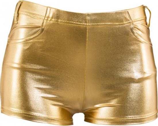 Hotpants goud voor dames verkleed broekje S/M