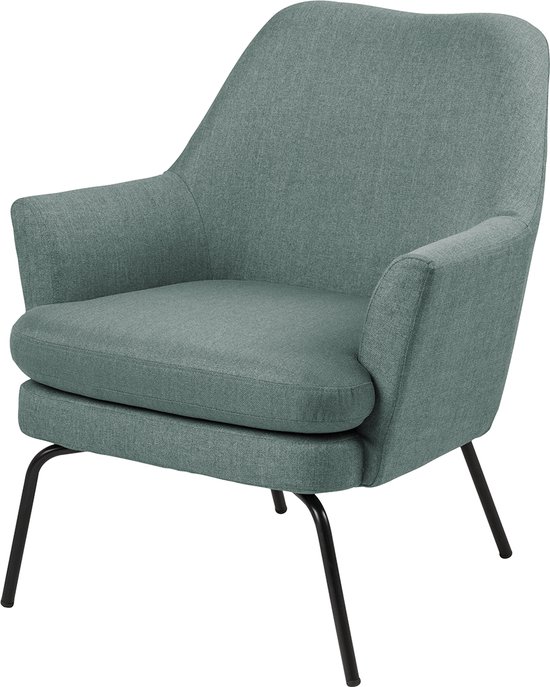 Lisomme Jez gestoffeerde fauteuil groen - metalen poen - loungestoel - Scandinavisch