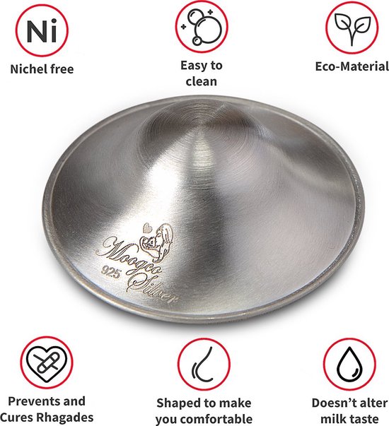 MOOGCO Silver nipple guards - maat L - de originele zilveren tepelbeschermer- 925 zilver - met KUNSTSTOF BEWAARDOOS van MOOGCO — afbeelding 3
