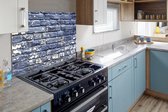 Spatscherm Keuken - Kookplaat Achterwand - Spatwand Fornuis - 90x60 cm - Verf - Stenen - Muur - Aluminium - Wanddecoratie - Muurbeschermer - Hittebestendig
