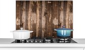 Spatscherm Keuken - Kookplaat Achterwand - Spatwand Fornuis - 90x60 cm - Planken - Hout - Wood - Aluminium - Wanddecoratie - Muurbeschermer - Hittebestendig