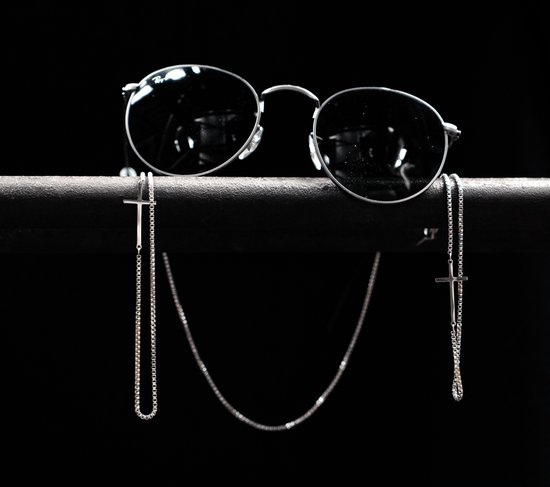 BraveAmsterdam - "CRUCIFIX" Frame-Chain Zilver - brillenkoord - zonnebril koord - zonnebril koord heren - brillenkoorden - sieraden mannen - heren sieraden