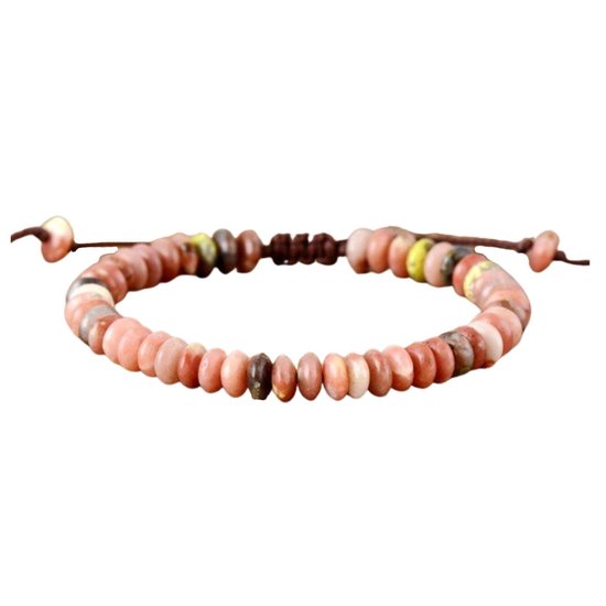 Marama - armband Amazoniet pastel roze - verstelbaar - damesarmband