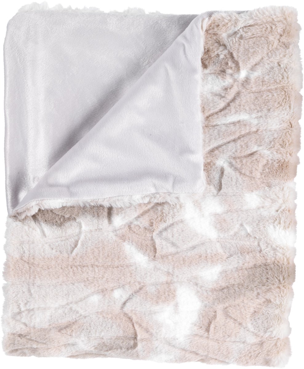 Dutch Decor ROEL - Plaid bontlook 130x170 cm - zand - beige - roze - wit - superzacht - Deken