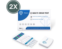Telano Multidrugstest 5 - Urine Drugstest test op 5 soorten Drugs - Cocaine Cannabis Amphetaminen Ecstasy Heroïne - 2 stuks
