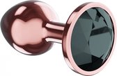 Metalen Buttplug - Diamond Collection - Jet Shine - Luxe verpakking - Maat: L - Diamantkleur: Zwart - Rosé goud