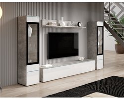 Meubella - Wandmeubel Variety - Wit - Betonlook