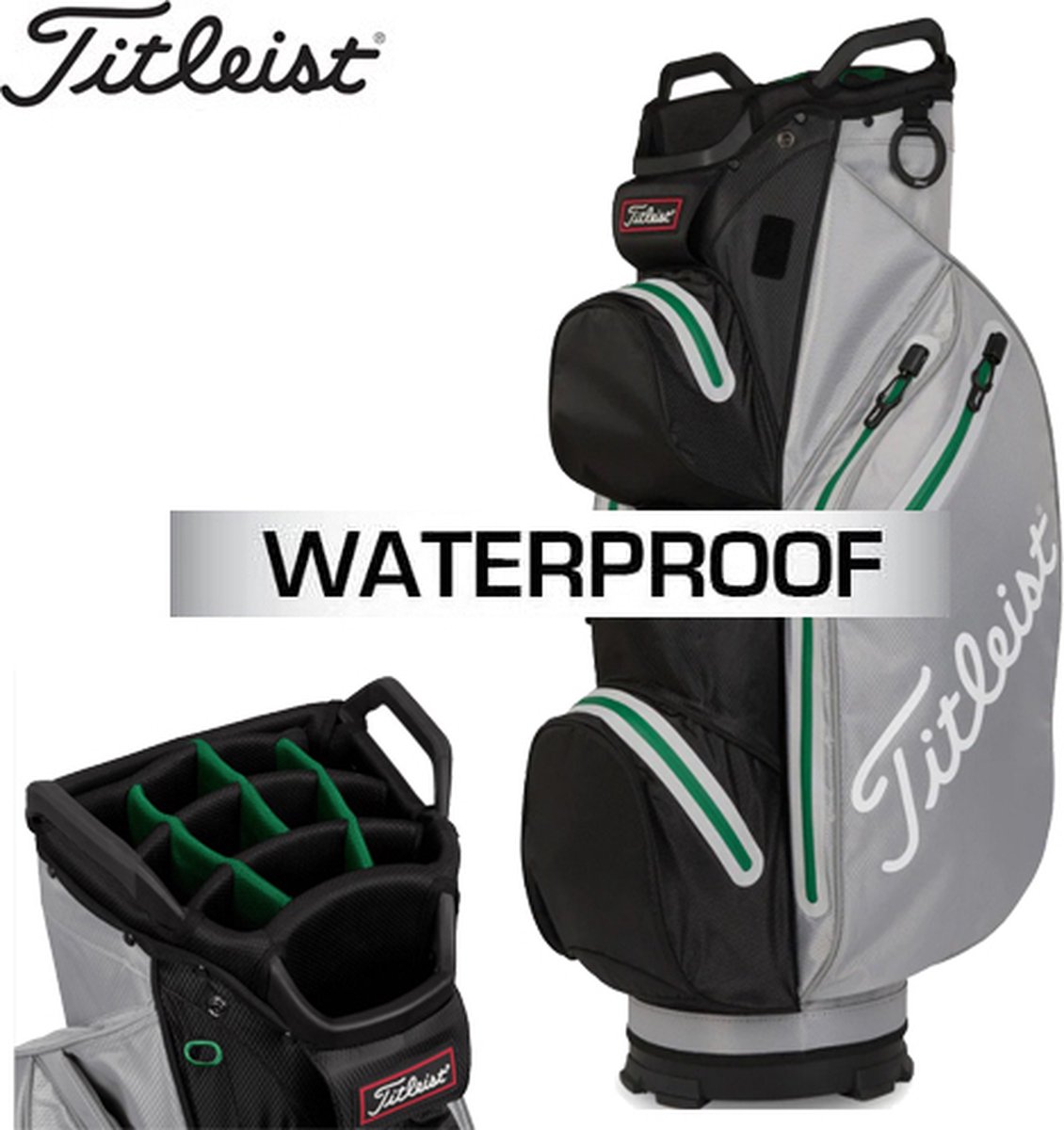 Titleist StaDry Waterproof Cartbag, grijs/zwart/groen