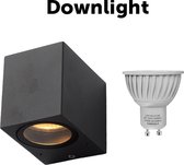 Applique V - Downlight - Applique LED - Eclairage jardin - Zwart - 1x GU10 - Lampe Éclairage extérieur - IP54