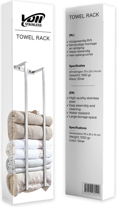 VDN Stainless Handdoekrek - Handdoekrek badkamer - RVS - Handdoekenrek - Handdoekhouder