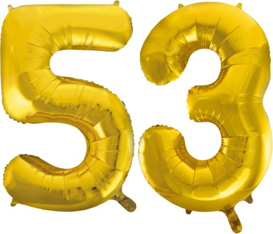 Folieballon 53 jaar Goud 66cm
