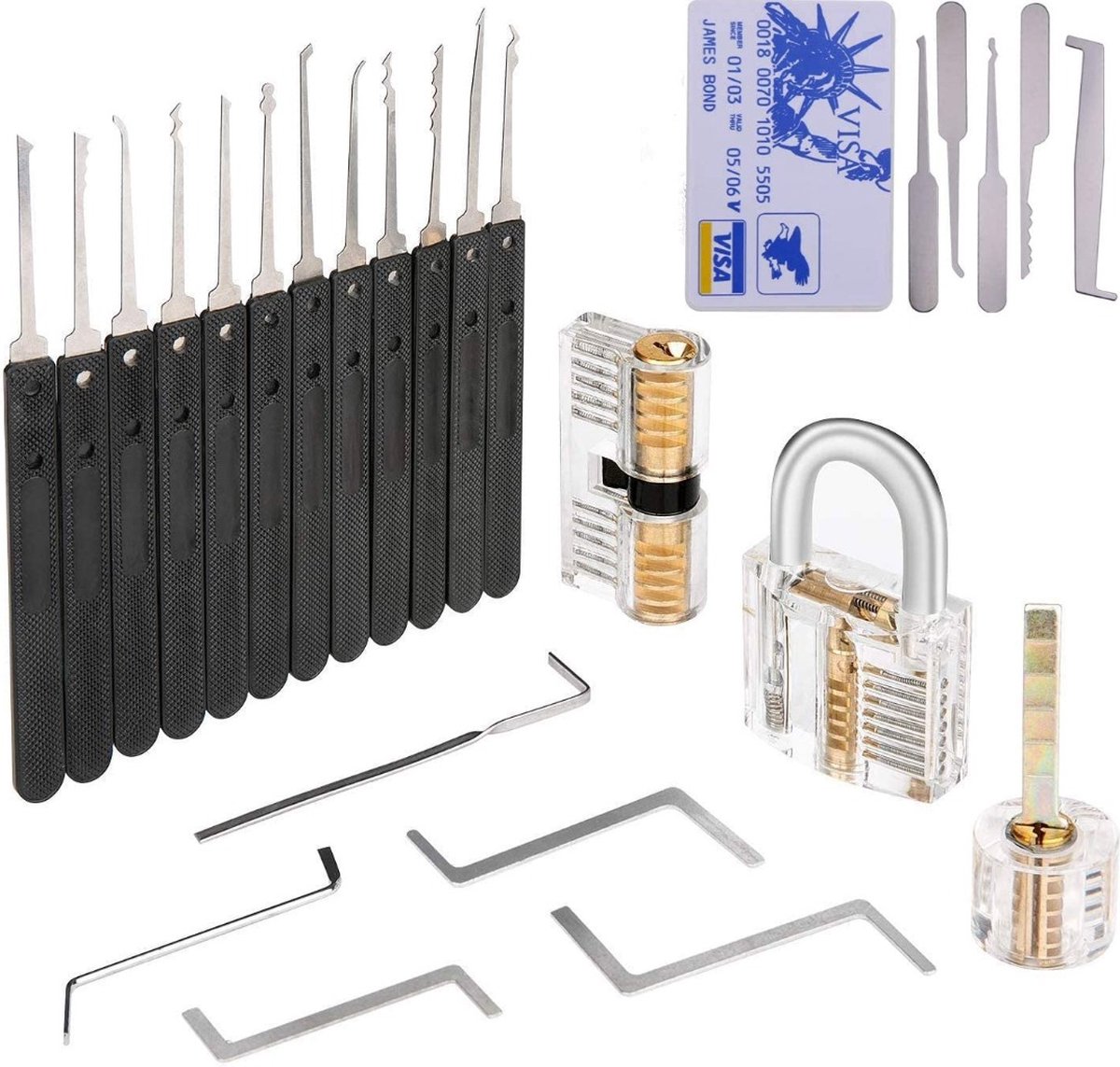 D.M.Store - Lockpick set - Lockpicking set - Lockpick - Lockpick set beginners - Survival Kit - Sloten opener set - lockpick set voor beginners en gevorderden - Oefenslot - Lock picking set — cadeau in Hobby - foto 4