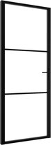 vidaXL Binnendeur 83x201.5 cm ESG-glas en aluminium zwart