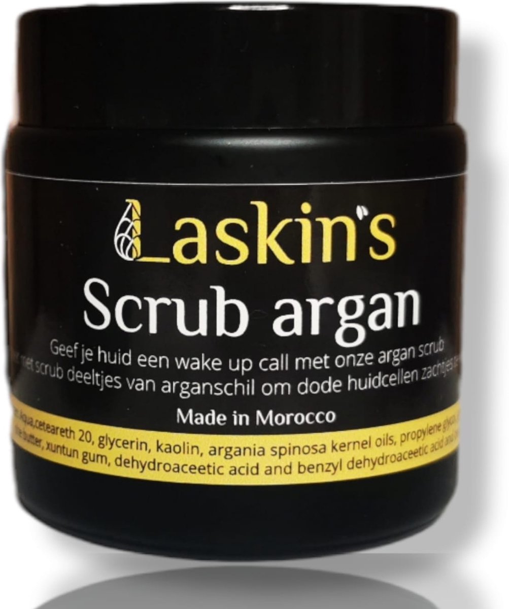 Laskins Arganolie Scrub - Bodyscrub - Arganolie - Huid - Verzorging - Skincare - Beauty - antiaging
