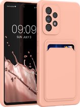 kwmobile telefoonhoesje geschikt voor Samsung Galaxy A53 5G - Hoesje met pasjeshouder - TPU case in roze grapefruit
