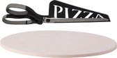 BBQ/ four pierre à pizza ronde en céramique 30 cm - Avec ciseaux à pizza noir 30 cm