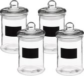 4x stuks snoeppotten/voorraadpotten 1,2L glas met deksel - 1200 ml - Voorraadpotten met luchtdichte sluiting