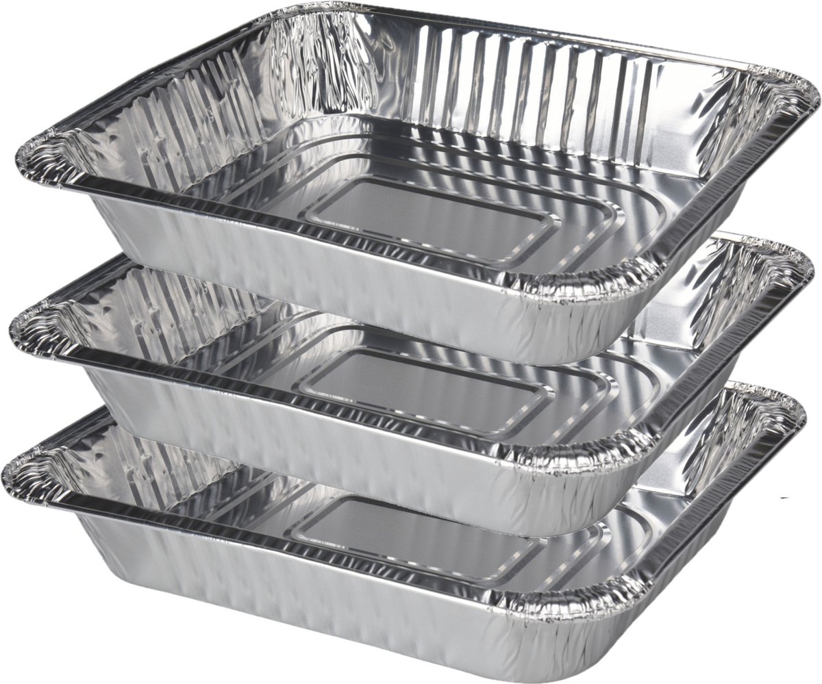 Set van 6x stuks barbecue bereidingsbakken rechthoek 32 x 26 x 6 cm - Vlees grillen - BBQ rooster