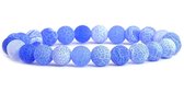Bracelets de perles Gems - Bracelet en pierres précieuses Blauw agate patiné - Bracelet en perles usées polies - Cadeau pour homme et femme - Fabriqué naturellement
