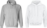 Hoodie set voor een koppel-Til Death op de capuchon-lichtgrijs en wit-Maat M