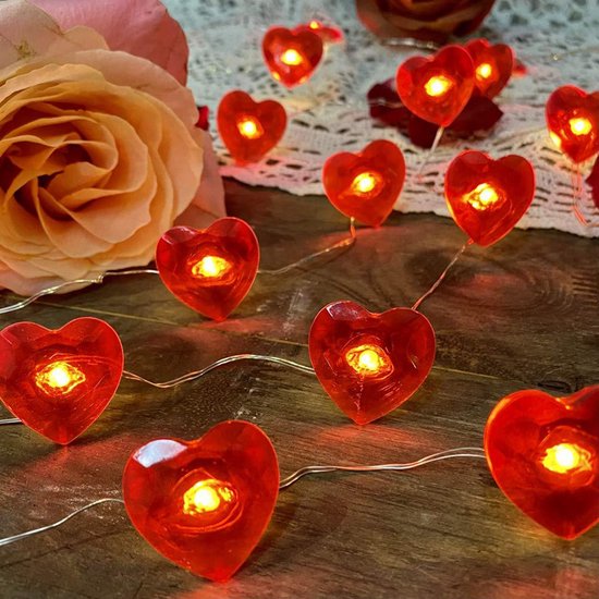 Xtraworks -Valentijnsdag decoratie -Rood Hart Liefde Licht Snoer- Fairy  Lights-2 Meter... | bol.com