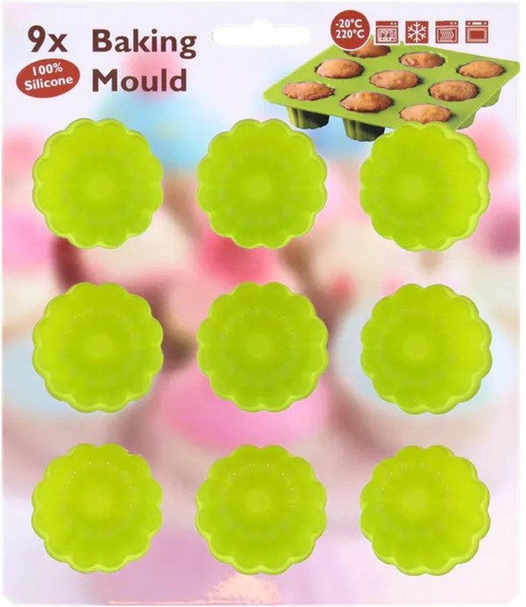 Bakvormpjes CAKE - Groen - Siliconen - 17 x 17 cm - Bakken - Siliconen bakvorm - Bakvorm - Koken