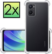 Hoes Geschikt voor OPPO A96 Hoesje Siliconen Cover Shock Proof Back Case Shockproof Hoes - Transparant - 2x