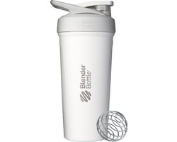 BlenderBottle BlenderBottle Strada RVS WIT. Je shake 24 uur koud! Eiwitshaker met ophanglus. 710 ML. Met LOCK systeem en lus. Jouw shake gegarandeerd zonder klonten door BlenderBall van chirurgisch staal en ronde onderkant