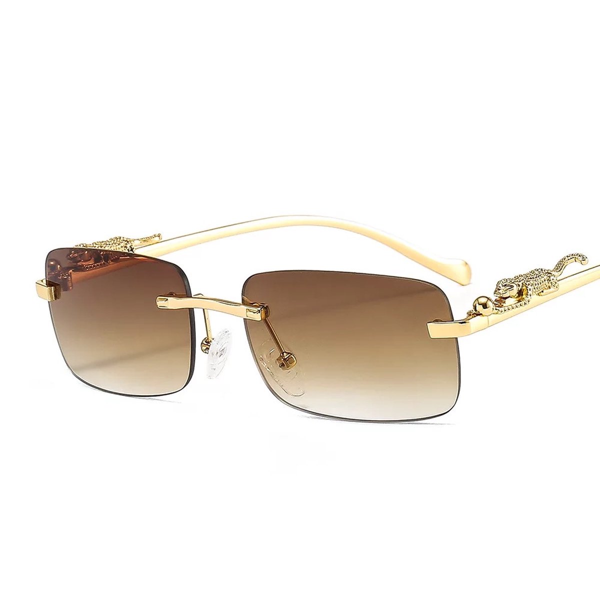 ZeyMem | Unisex Zonnebril | Frameless Deluxe zonne bril tijger |Inc. Brilzak & Doek & schroef | Bruin